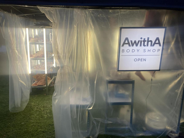 AwithA Body Shop installation at Lapinlahti Film Festival, Helsinki, 2026.